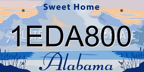 1EDA800 Alabama License Plate
