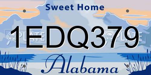 1EDQ379 Alabama License Plate