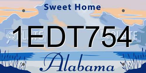 1EDT754 Alabama License Plate