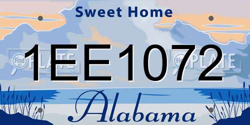 1EE1072 Alabama License Plate