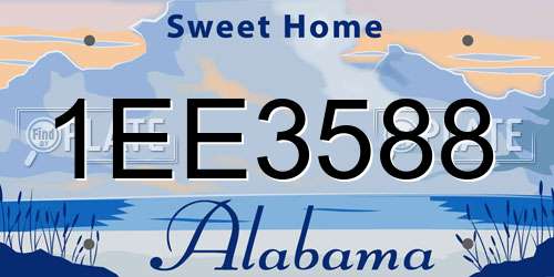 1EE3588 Alabama License Plate