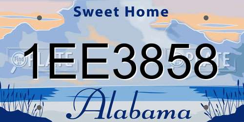 1EE3858 Alabama License Plate