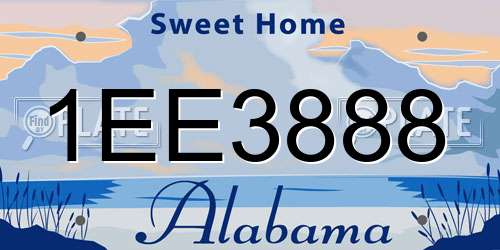 1EE3888 Alabama License Plate