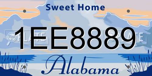 1EE8889 Alabama License Plate