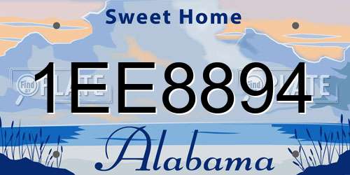 1EE8894 Alabama License Plate