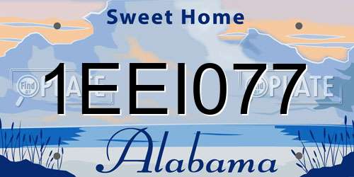 1EEI077 Alabama License Plate