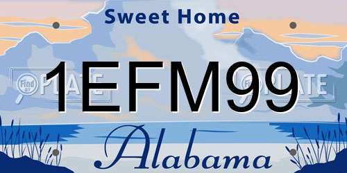 1EFM99 Alabama License Plate