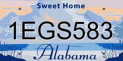 1EGS583 Alabama License Plate