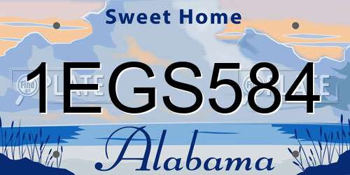 1EGS584 Alabama License Plate