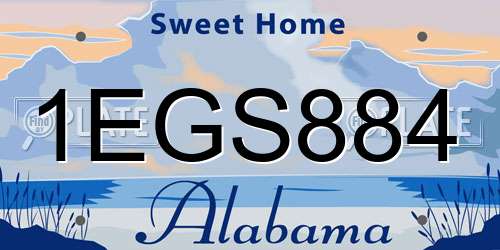 1EGS884 Alabama License Plate