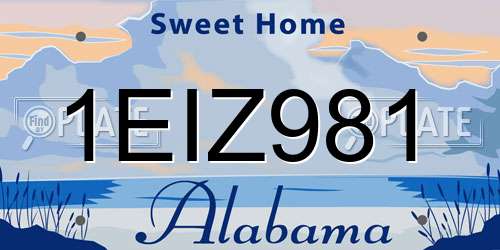 1EIZ981 Alabama License Plate