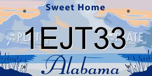 1EJT33 Alabama License Plate