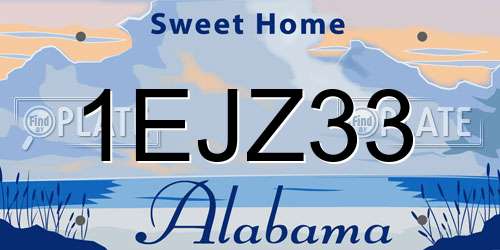1EJZ33 Alabama License Plate