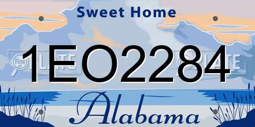 1EO2284 Alabama License Plate
