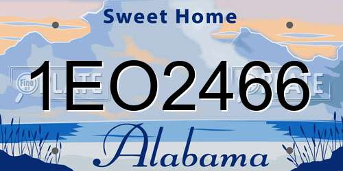 1EO2466 Alabama License Plate