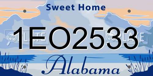 1EO2533 Alabama License Plate