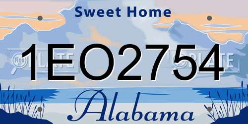 1EO2754 Alabama License Plate