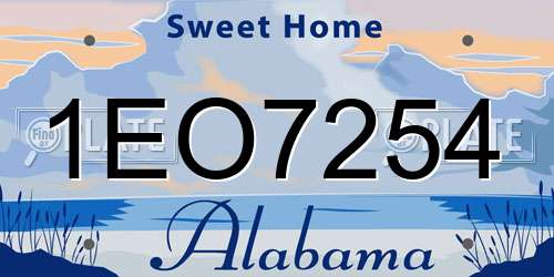 1EO7254 Alabama License Plate