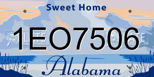 1EO7506 Alabama License Plate