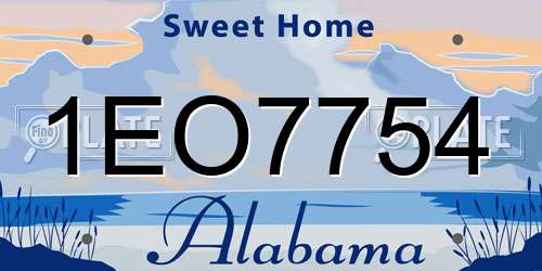 1EO7754 Alabama License Plate