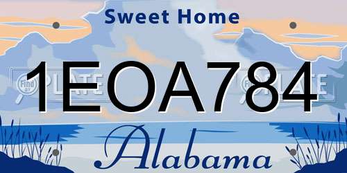 1EOA784 Alabama License Plate