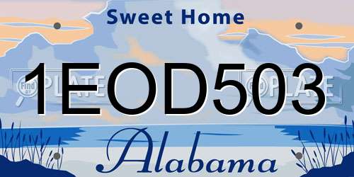 1EOD503 Alabama License Plate
