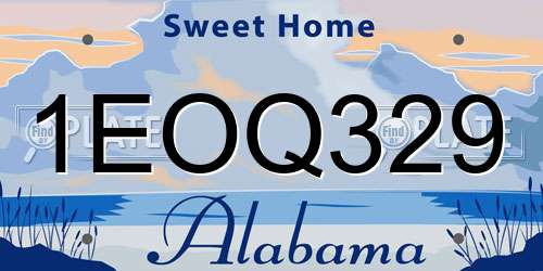 1EOQ329 Alabama License Plate