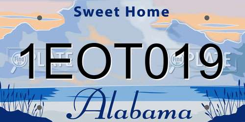 1EOT019 Alabama License Plate