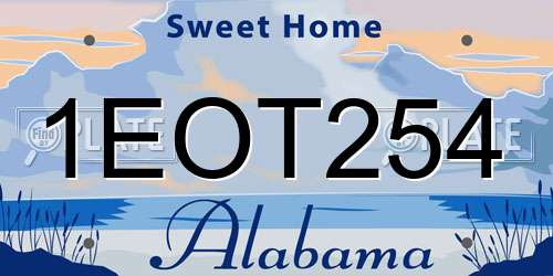 1EOT254 Alabama License Plate