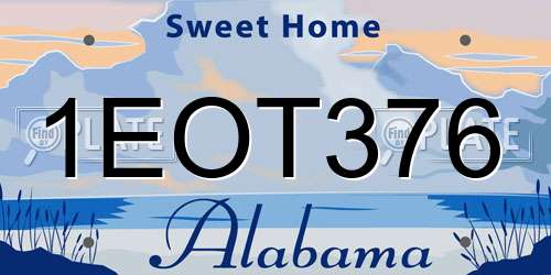 1EOT376 Alabama License Plate