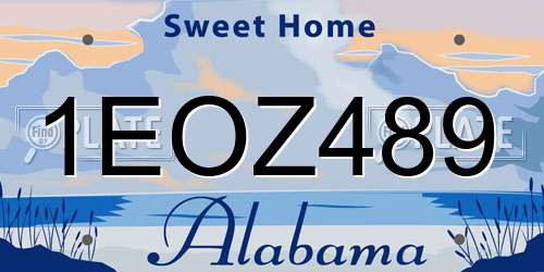 1EOZ489 Alabama License Plate