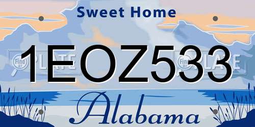 1EOZ533 Alabama License Plate