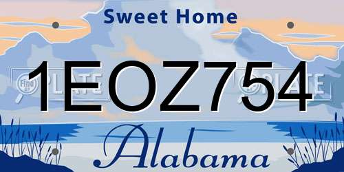 1EOZ754 Alabama License Plate