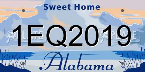 1EQ2019 Alabama License Plate