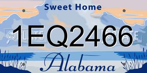 1EQ2466 Alabama License Plate