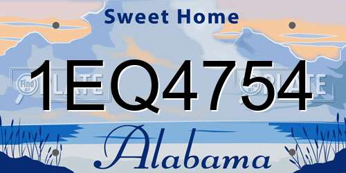 1EQ4754 Alabama License Plate