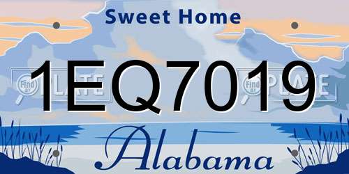 1EQ7019 Alabama License Plate
