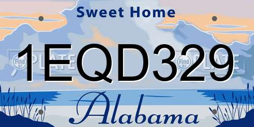 1EQD329 Alabama License Plate