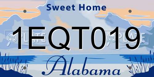 1EQT019 Alabama License Plate