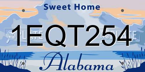1EQT254 Alabama License Plate