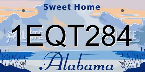 1EQT284 Alabama License Plate
