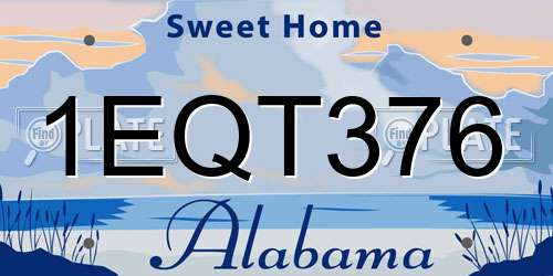 1EQT376 Alabama License Plate