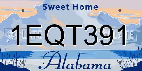 1EQT391 Alabama License Plate