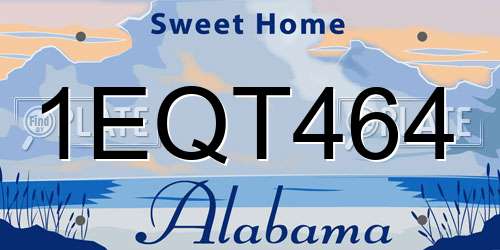 1EQT464 Alabama License Plate