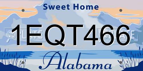 1EQT466 Alabama License Plate