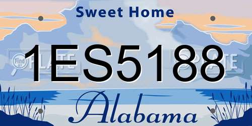1ES5188 Alabama License Plate