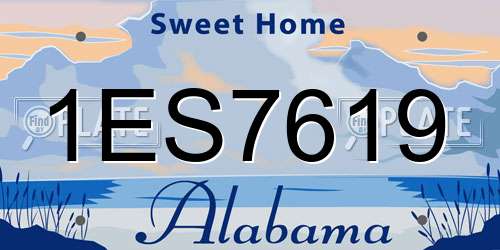 1ES7619 Alabama License Plate