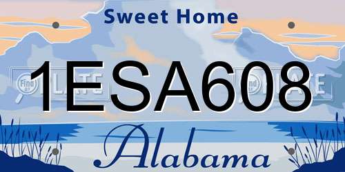 1ESA608 Alabama License Plate