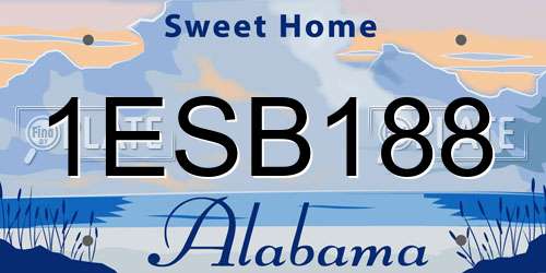 1ESB188 Alabama License Plate