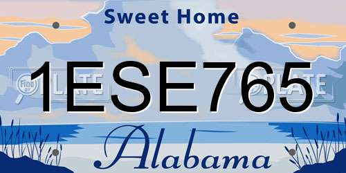 1ESE765 Alabama License Plate